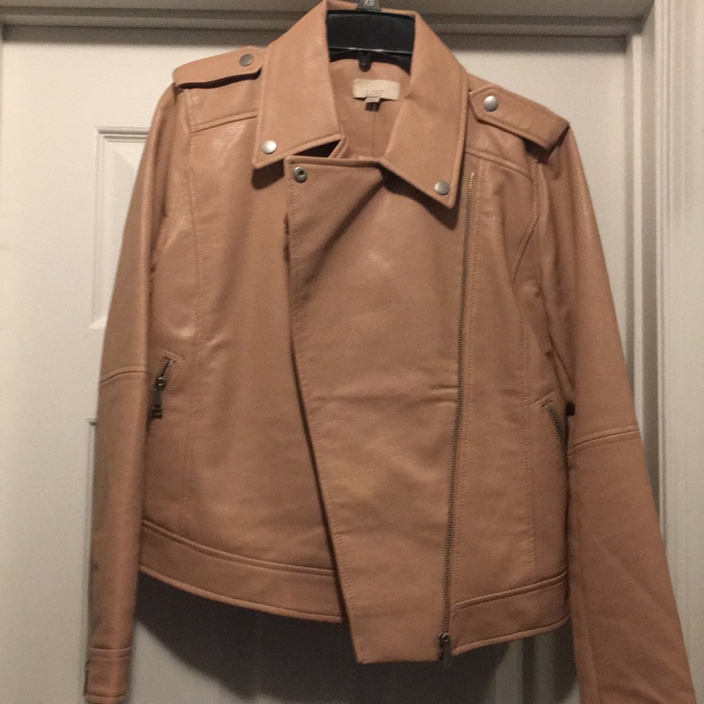 Blush colored faux leather jacket